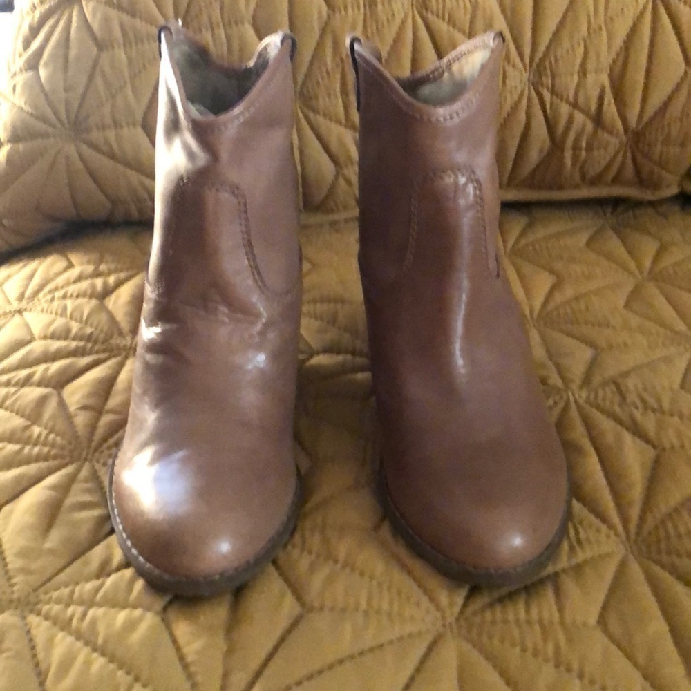 Bandolino tan wedge booties.  3 inch wedge. NWOT